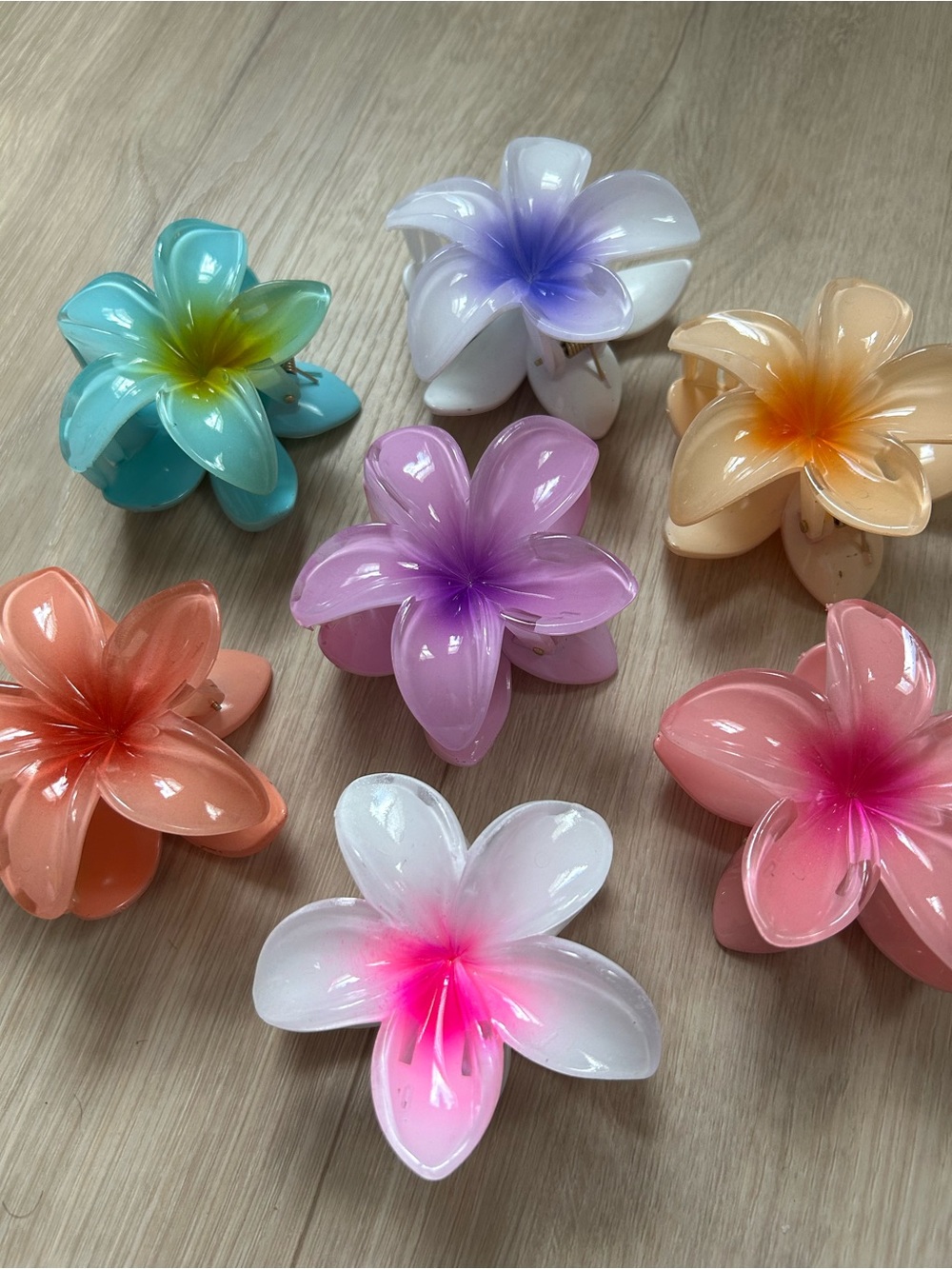 Bouquet of 7 Hibiscus Plumeria Hair Clips